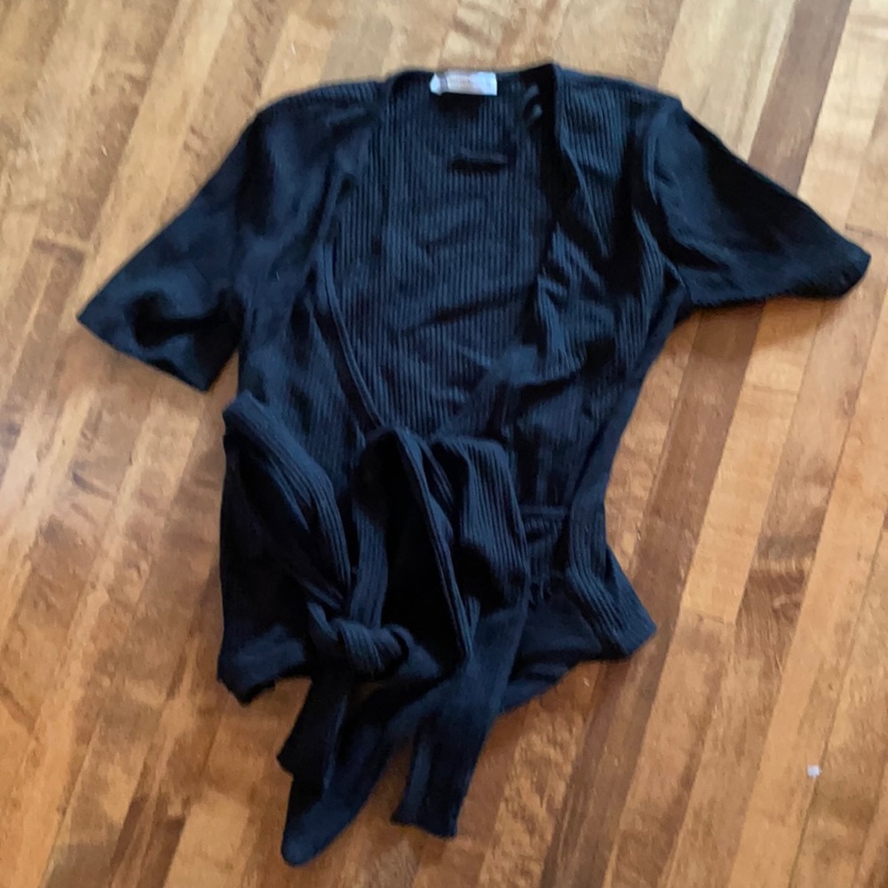 NWOT Zara black ribbed wrap crop top